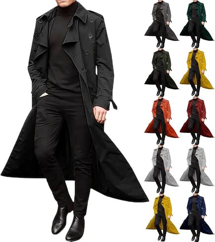 Trench Coat Men 2025 Winter Lapel Long Jacket Double Breasted Overcoat Soft Elegant Casual Windbreaker in Saudi Arabia