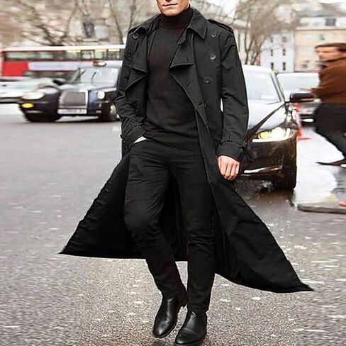 Trench Coat Men 2025 Winter Lapel Long Jacket Double Breasted Overcoat Soft Elegant Casual Windbreaker in Saudi Arabia