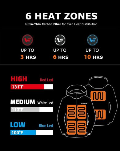 Venustas Unisex Quarter-Zip Heated Pullover Hoodie, Heated Sweatshirt for Men & Women, 6 Heating Zones with Battery Included in Saudi Arabia