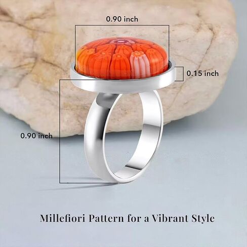 Shop LC Multi Color Murano Style Glass Stainless Steel Flower Ring Cocktail Ring for Women Jewelry Anniversary Birthday Gifts in Saudi Arabia