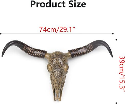 29x17 Inch Large Western Resin Cow Skull Wall Decor, Rustic Home Decor,Housewarming in Kuwait