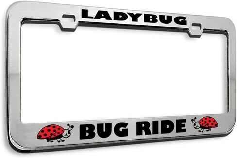 Metal License Plate Frame Bug Ride Car Ladybug Animal Metal Tag Holder Car Accessories Chrome 2 Holes 1 Frame in Saudi Arabia