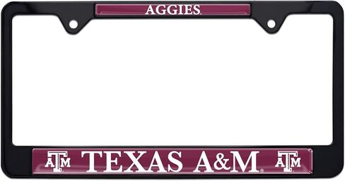 Elektroplate Officially Licensed – Texas A&M University Aggies Black Metal License Plate Frame with Logos affixed | Premium Metal Car Tag Holder | Weather-Proof Automotive Accessory in Saudi Arabia