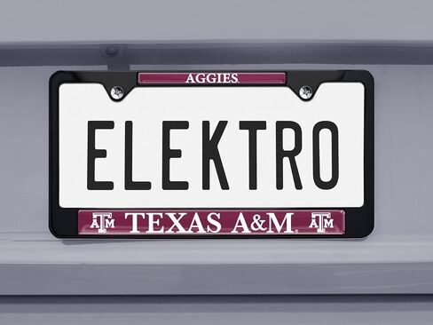 Elektroplate Officially Licensed – Texas A&M University Aggies Black Metal License Plate Frame with Logos affixed | Premium Metal Car Tag Holder | Weather-Proof Automotive Accessory in Saudi Arabia