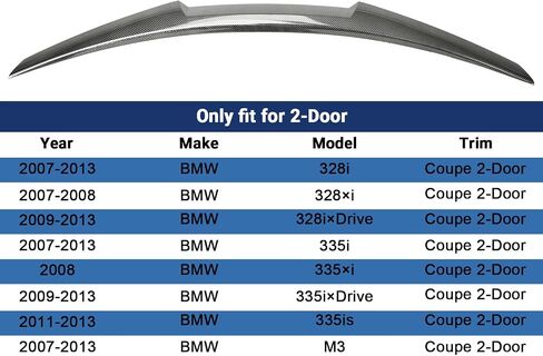 Trunk Rear Spoiler Compatible with 2007-2013 BMW E92 3 Series 325i 328i 335i 335i Xdrive M3 2 Door Coupe Carbon Fiber Black M4 Style Trunk Spoiler Wing in Saudi Arabia