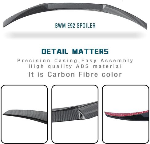 Trunk Rear Spoiler Compatible with 2007-2013 BMW E92 3 Series 325i 328i 335i 335i Xdrive M3 2 Door Coupe Carbon Fiber Black M4 Style Trunk Spoiler Wing in Saudi Arabia
