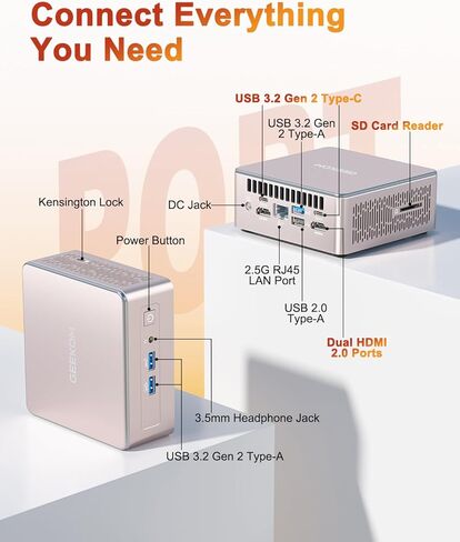 GEEKOM Mini PC GT12 Pro - الجيل الثاني عشر Intel i7-12650H NUC12 أجهزة كمبيوتر صغيرة (10 C/16T حتى 4.7 جيجا هرتز) 32 جيجا DDR4/1 تيرابايت PCIe Gen 4 SSD Windows 11 Pro يدعم Wi-Fi 6E/Bluetooth 5.2/USB 4.0/2.5G لان/8 كيلو in Kuwait