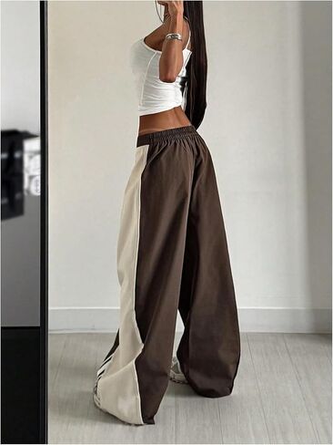 بنطال Verdusa النسائي ذو اللون الواسع والواسع للتمارين الرياضية وبنطلون طويل فضفاض in Kuwait