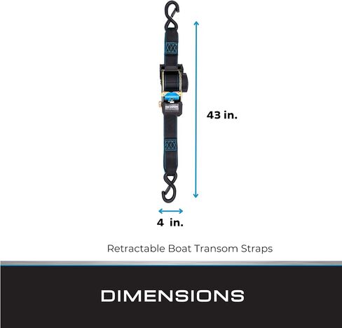 Tie Down | 13995-BLK Retractable Straps | (2) 2"x43" Retractable Boat Transom Straps | Self-Storing Watercraft Tie-Downs in Saudi Arabia