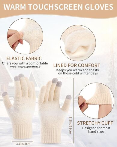 AWAYTR Winter Hat Gloves Scarf Set for Women, 3 Pcs Knit Beanie Touchscreen Gloves Long Scarf Cold Weather Set in Saudi Arabia