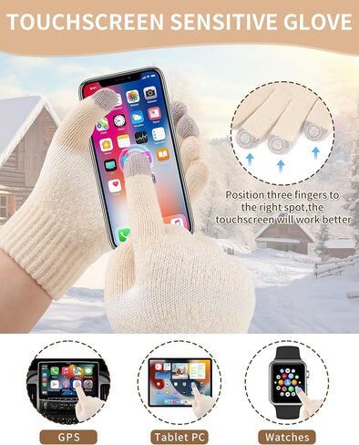 AWAYTR Winter Hat Gloves Scarf Set for Women, 3 Pcs Knit Beanie Touchscreen Gloves Long Scarf Cold Weather Set in Saudi Arabia