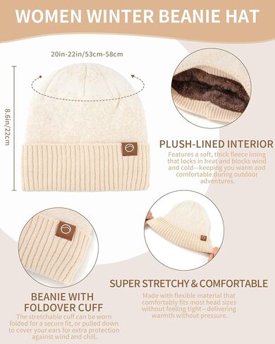 AWAYTR Winter Hat Gloves Scarf Set for Women, 3 Pcs Knit Beanie Touchscreen Gloves Long Scarf Cold Weather Set in Saudi Arabia