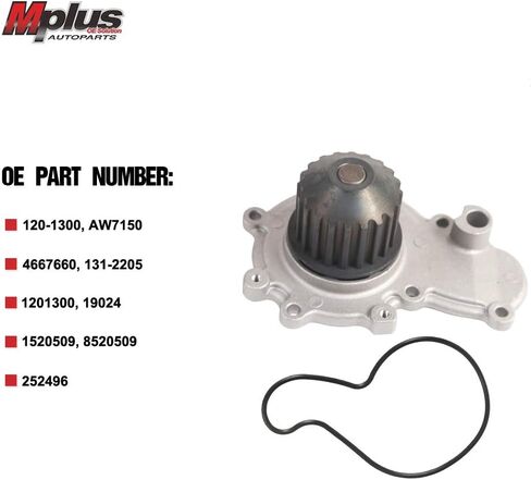 MPLUS 120-1300 Engine Water Pump Kit Replace For Chrysler 00-02 Neon 2.0L, For Dodge 95-05 Neon 2.0L, 03-05 SX 2.0 2.0L, For Mitsubishi 95-99 Eclipse 2.0L, For Plymouth 95-01 Neon, 96-00 Breeze 2.0L in Saudi Arabia