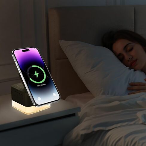 Wireless-Charger|15W Charging-Station-Cube 3 in 1 Magnetic Charger Stand for Apple LED Lamp Foldable Charging Dock for iPhone 16/15/14/13/12/AirPods/Apple Watch, White(No Adapter) in Saudi Arabia