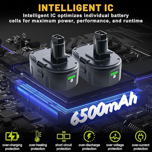 6.5Ah DC9096 DC9098 Battery Replacement for Dewalt 18V XPR Battery Compatible with DC9099 DE9039 DE9095 DE9096 DE9098 DW9095 DW9096 DW9098 DE9503 (2Pack) in Kuwait