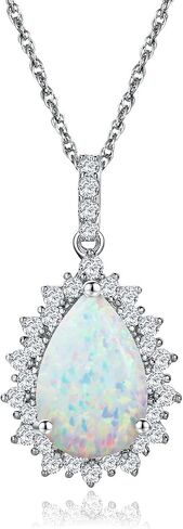 925 Sterling Silver Teardrop Necklace for Women Huge Created Gemstone Solitaire Halo Pendant Pear Cut Birthstone Necklace in Saudi Arabia