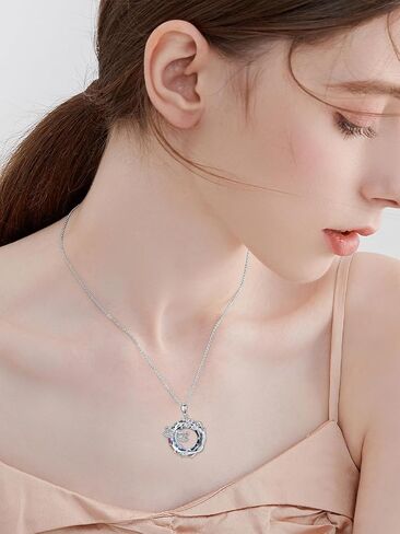 Dragonfly Necklace 925 Sterling Silver Dragonfly/Sunflower Bee Pendant Necklace Dragonfly with Blue Circle Crystal Dragonfly Jewelry Gifts as Holiday Christmas Gifts for Women in Kuwait