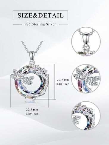 Dragonfly Necklace 925 Sterling Silver Dragonfly/Sunflower Bee Pendant Necklace Dragonfly with Blue Circle Crystal Dragonfly Jewelry Gifts as Holiday Christmas Gifts for Women in Kuwait