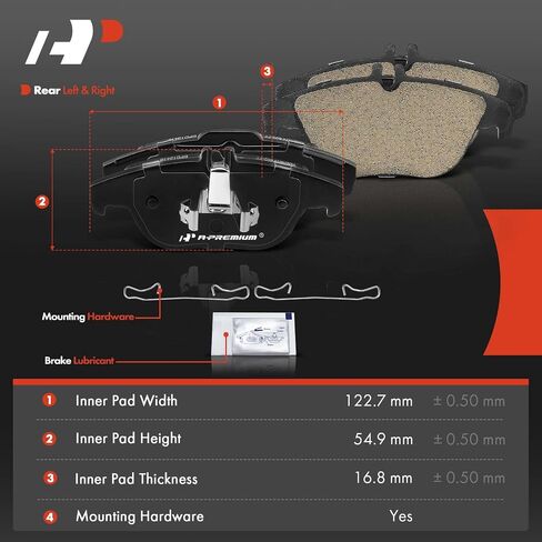 A-Premium Rear Ceramic Disc Brake Pads Set Compatible with Select Mercedes-Benz Models - C230 2008-2009, C250 2010-2015, C300/C350 2008-2014, E350 2010-2014, E400 2017, GLK250 2013-2015, GLK350, E550 in Saudi Arabia