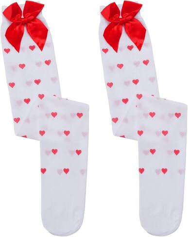 Women's Sexy Thigh High Stockings Red Bowknots & Heart Dots Socks for Valentine's Day Halloween Accessory in Saudi Arabia