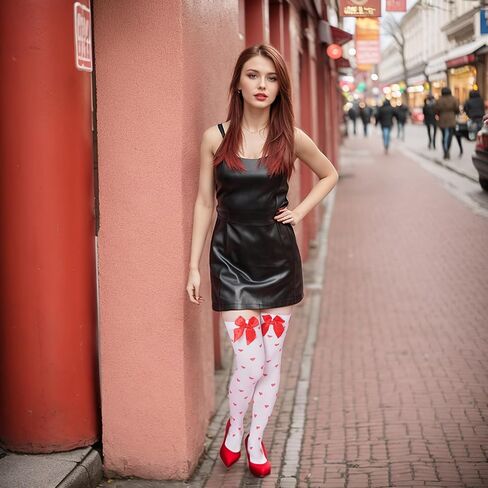 Women's Sexy Thigh High Stockings Red Bowknots & Heart Dots Socks for Valentine's Day Halloween Accessory in Saudi Arabia