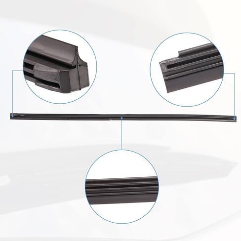 ACROPIX 20inch and 24inch 8x10mm 3 Section Rubber Windshield Wiper Blade Refills for Car Black - Pack of 2 in Saudi Arabia