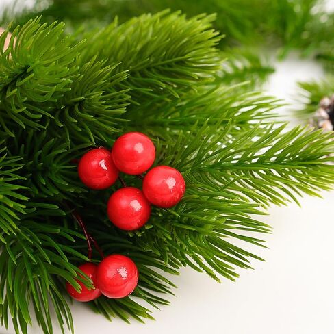 20pcs Artificial Pine Branches Fake Plants Christmas Tree Garland DIY Decorations Home Merry Christmas Party Supplies,Green (12cm) in Saudi Arabia