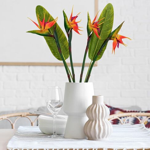 6 PCS Artificial Bird of Paradise Flowers, Real Touch 26inch Long Stem Flower Made of Soft Rubber PU for Indoor Outdoor Home Wedding Floral Arrangement Garden Party Decor (Orange) in Kuwait