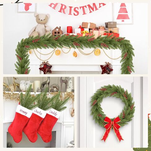 HOHOTIME 30 Pcs Artificial Pine Stems, Christmas Tree Pine Picks, Faux Greenery Stems Branches for Vase, Fake Pine Stems Decoration, Faux Pine Sprigs for Garland Wreath Tree Home DIY Xmas Decor in Kuwait