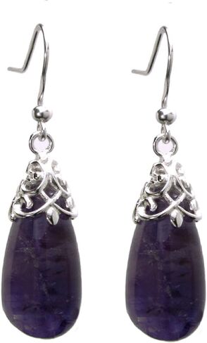 Sterling Silver Black Natural Onyx Teardrop Dangle Filigree Flower French Hook Earrings in Kuwait