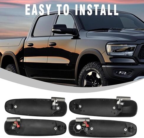 4Pcs 55275948AB Exterior Door Handle, Replacement for Dodge Ram 1500 2500 3500 2002-2009, Replaces 55275684AB 55275685AB (Black) in Saudi Arabia