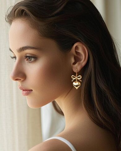 أقراط Lourny Bow Hoop للنساء، أقراط عصرية أنيقة على شكل فيونكة in Kuwait