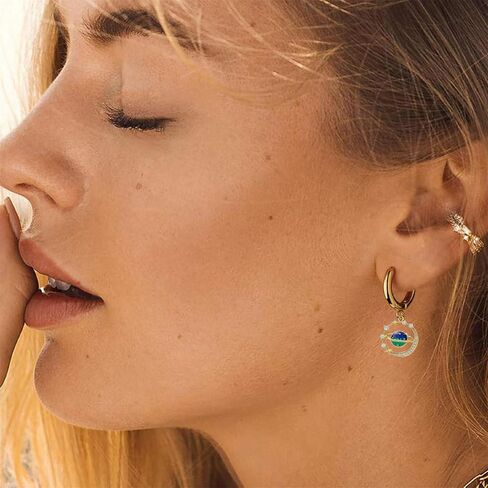 WCRAZYE 12 Pairs Planet Hoop Earrings for Women Creative Cartoon Solar System Rocket Earth Space Ship Astronauts Moon Saturn Dangle Drop Earrings Space Lover Gift Sci-Fi Jewelry in Saudi Arabia
