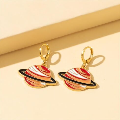 WCRAZYE 12 Pairs Planet Hoop Earrings for Women Creative Cartoon Solar System Rocket Earth Space Ship Astronauts Moon Saturn Dangle Drop Earrings Space Lover Gift Sci-Fi Jewelry in Saudi Arabia