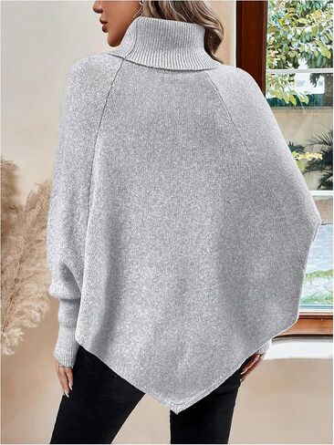 سترة معطف نسائية من MakeMeChic كبيرة الحجم غير متماثلة ذات ياقة مدورة وسترة بأزرار وأكمام طويلة بلوفر علوي in Kuwait