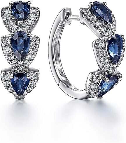 Trendy Pear Cubic Zirconia Hoop Earrings for Women Blue/White/Green/Red CZ Luxury Earrings in Saudi Arabia