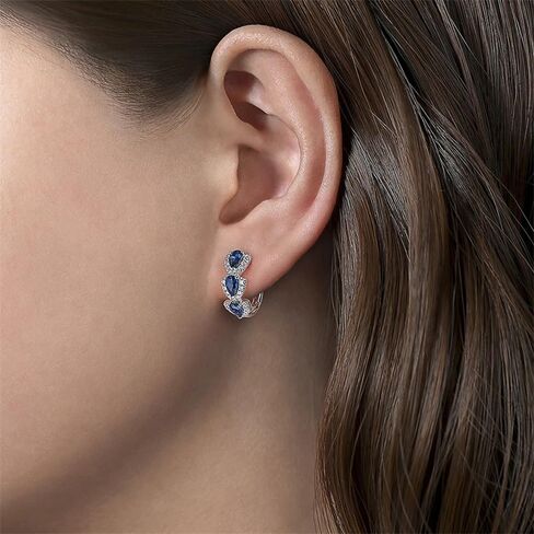 Trendy Pear Cubic Zirconia Hoop Earrings for Women Blue/White/Green/Red CZ Luxury Earrings in Saudi Arabia