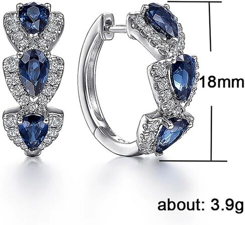 Trendy Pear Cubic Zirconia Hoop Earrings for Women Blue/White/Green/Red CZ Luxury Earrings in Saudi Arabia