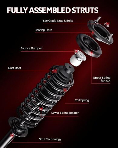 Torchbeam Complete 4 Piece Suspension Kit Struts and Shocks Assembly for Toyota Corolla 2009-2013, Front and Rear Left and Right, Complete OEM Replacement, Smooth Quiet Ride, Improved Ride Comfort in Kuwait