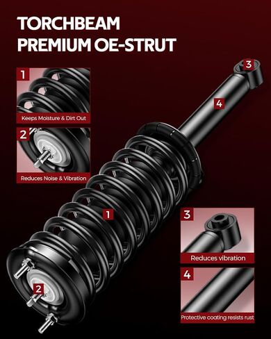 Torchbeam Complete 4 Piece Suspension Kit Struts and Shocks Assembly for Toyota Corolla 2009-2013, Front and Rear Left and Right, Complete OEM Replacement, Smooth Quiet Ride, Improved Ride Comfort in Kuwait