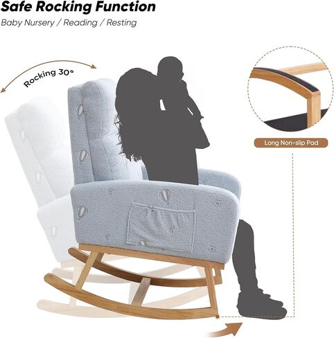 Rocking Chair Nursery, Nursery Rocking Chairs with Cup Holders, Nursing Glider Rocker for Nursery, Living Room, Bedroom, Beige in Kuwait