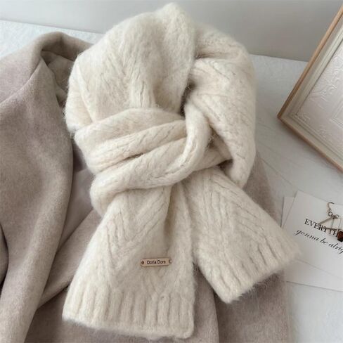 Cashmere Scarf for Women - Winter Bohemian Korean Design, Soft Breathable Windproof Textured Embossed Fabric, Elastic Comfortable Fit for Daily Outings and Layering in Saudi Arabia