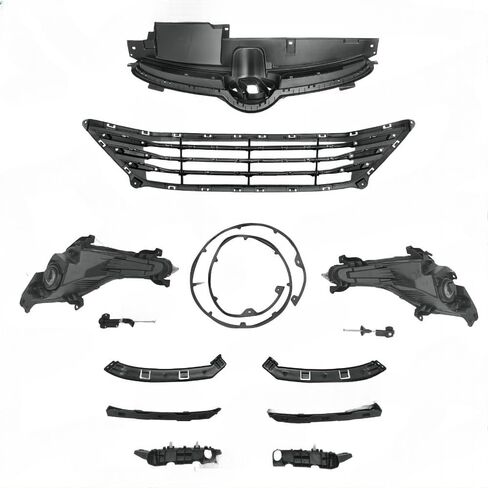NAYSON Front Grille Mesh Kit with Chrome Trim, Black, 11 Pieces, Fog Lights and Brackets for 2014-2016 Hyundai Elantra, OEM-Fit Installation in Saudi Arabia