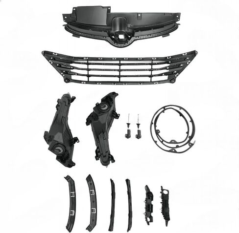 NAYSON Front Grille Mesh Kit with Chrome Trim, Black, 11 Pieces, Fog Lights and Brackets for 2014-2016 Hyundai Elantra, OEM-Fit Installation in Saudi Arabia