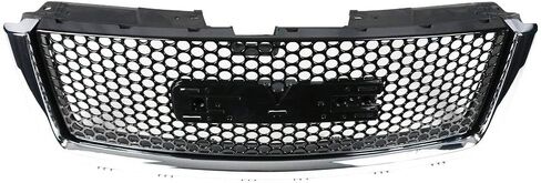 Front Hood Molding Trim & Upper Grille Compatible With 2007-2013 GMC Sierra 1500 Denali Mesh Style Glossy Black by IKON MOTORSPORTS, 2008 2009 2010 2011 2012 in Saudi Arabia
