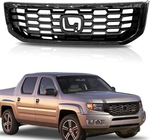 PartsFlow For 2012 2013 2014 Honda Ridgeline Front Bumper Grille Grill Assembly Gloss Black in Saudi Arabia