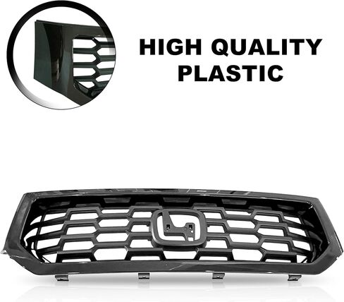 PartsFlow For 2012 2013 2014 Honda Ridgeline Front Bumper Grille Grill Assembly Gloss Black in Saudi Arabia