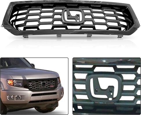 PartsFlow For 2012 2013 2014 Honda Ridgeline Front Bumper Grille Grill Assembly Gloss Black in Saudi Arabia