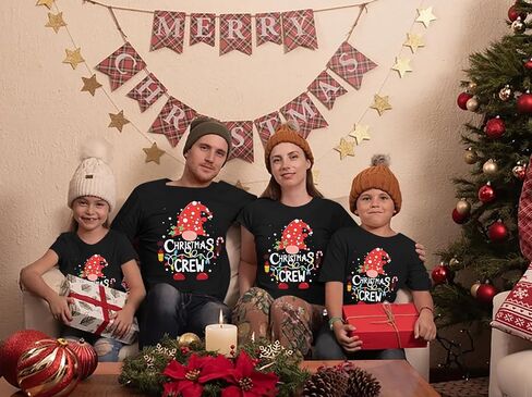 Family Christmas Shirts Merry Christmas Matching Outfits Xmas Graphic Tees Holiday Short Sleeve Tops in Saudi Arabia