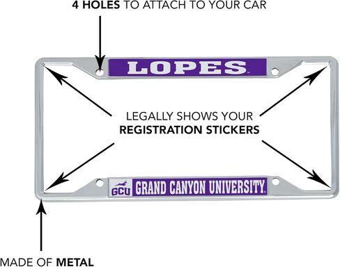 Desert Cactus Grand Canyon University Car Accessories Antelopes Metal License Plate Frame and Tag Holder for Front or Rear of Car (Mascot) in Saudi Arabia